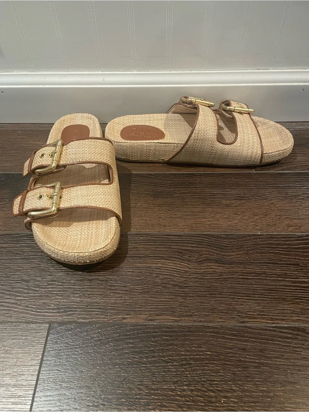 J. Crew Marlow Slip On Sandals In Raffia Beach Coastal Vacation Resortwear 8.5 - Picture 6 of 12